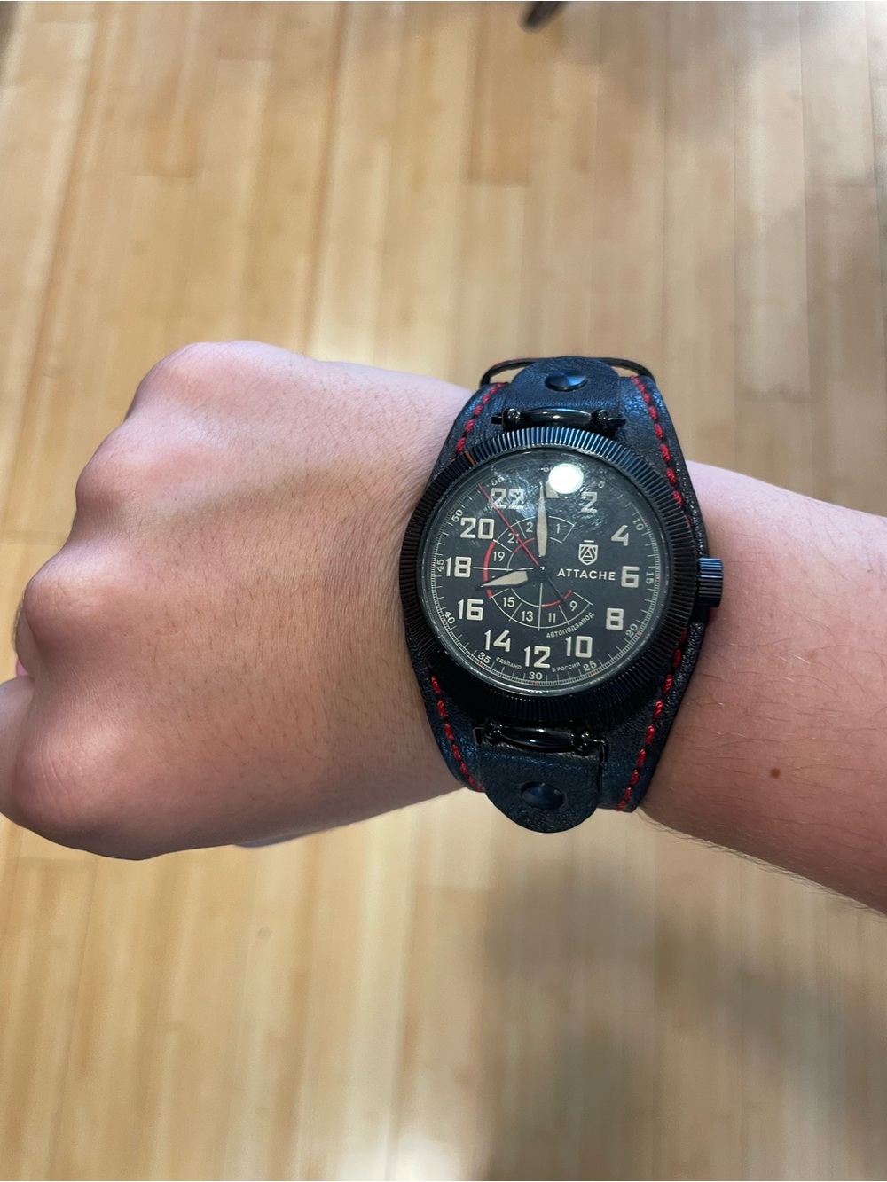 LIKE NEW! Red and black Attache watch with detachable face.